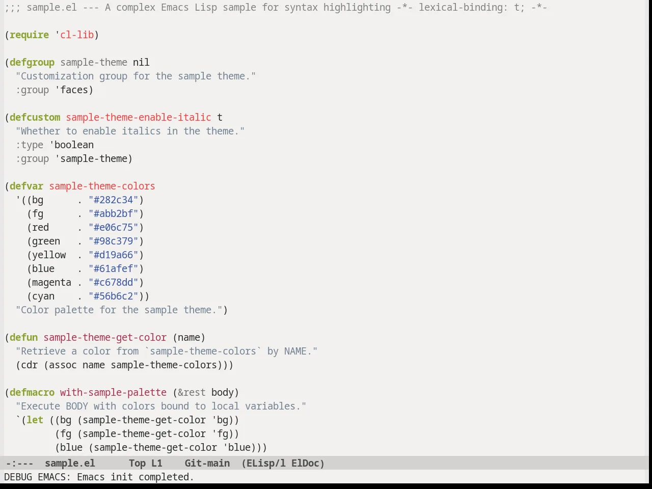 Soft Morning Theme in emacs-lisp-mode