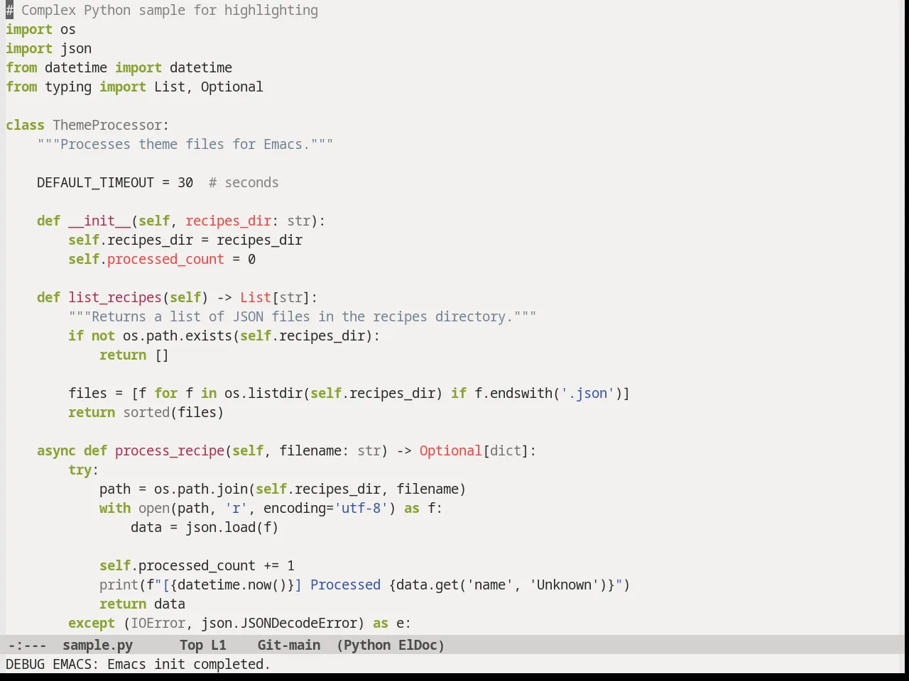Soft Morning Theme in python-mode