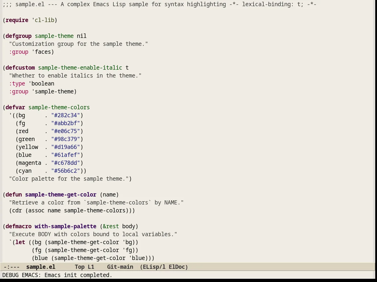 Soft Stone Theme in emacs-lisp-mode