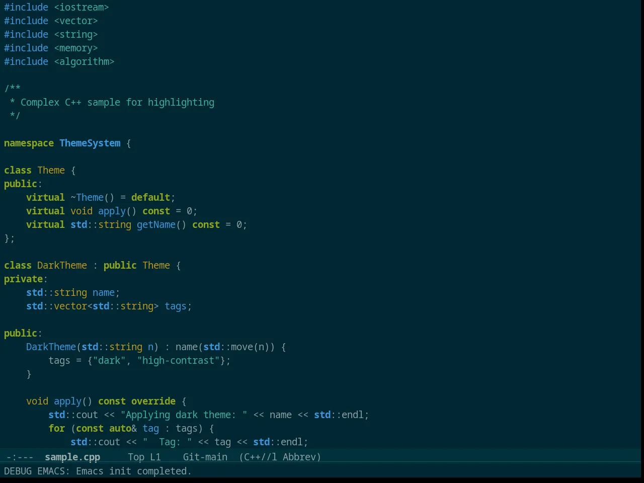 Solarized Dark High Contrast in c++-mode