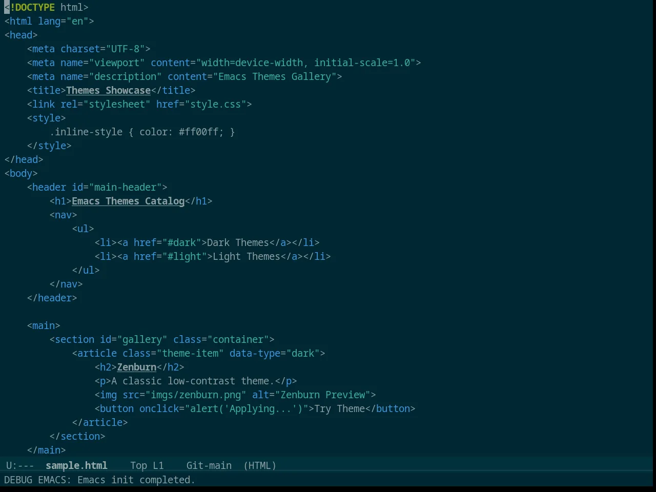 Solarized Dark High Contrast in html-mode