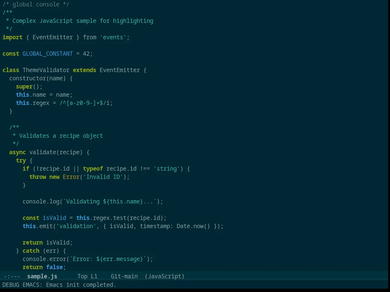 Solarized Dark High Contrast in javascript-mode