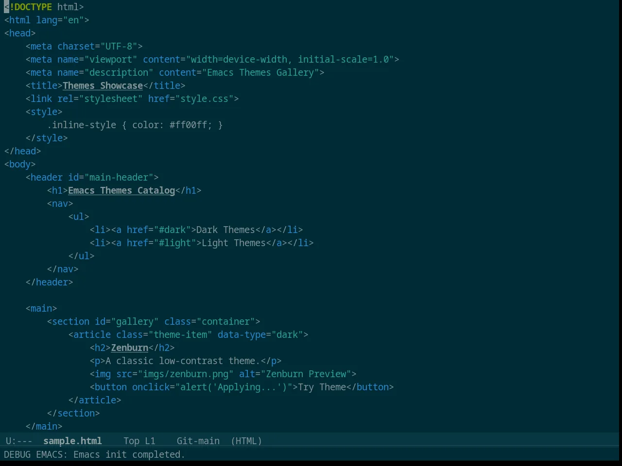 Solarized Dark in html-mode