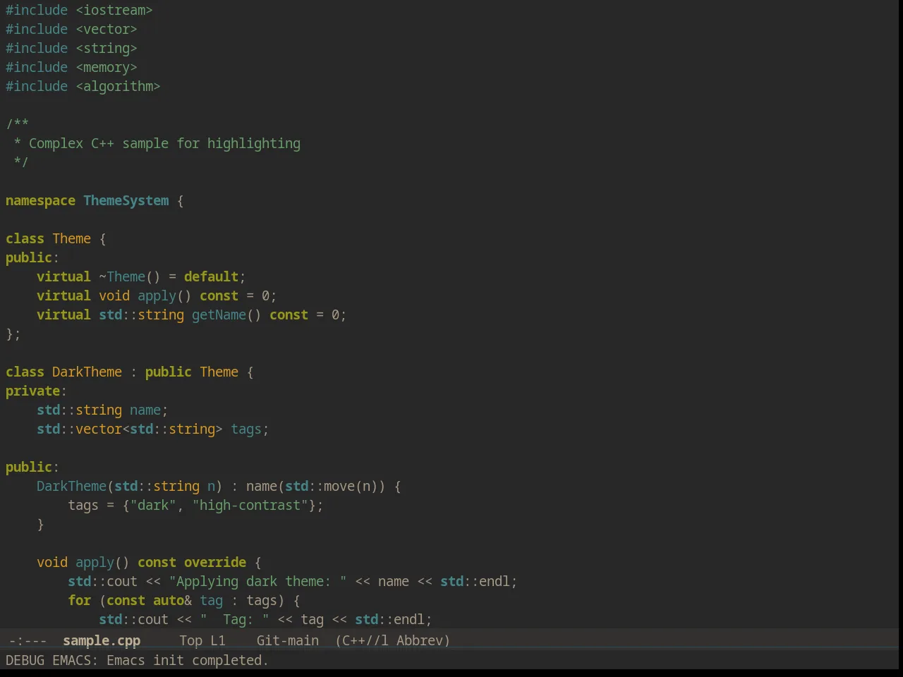 Solarized Gruvbox Dark in c++-mode