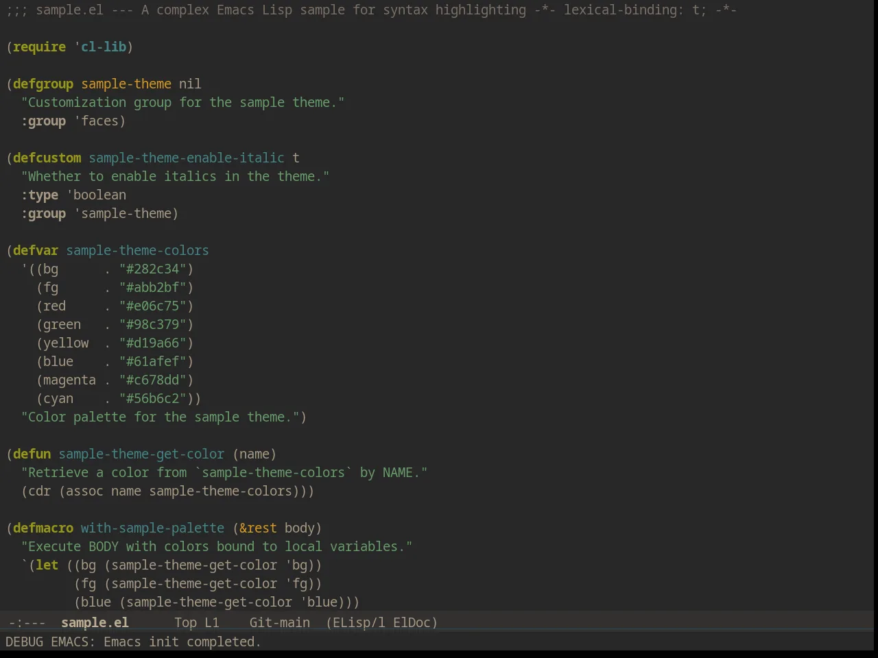 Solarized Gruvbox Dark in emacs-lisp-mode