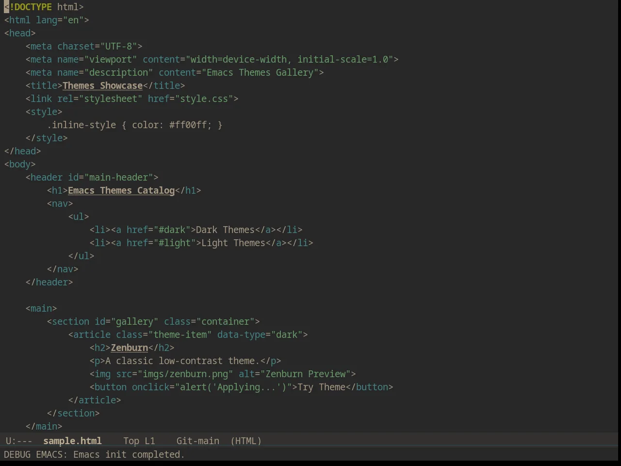 Solarized Gruvbox Dark in html-mode