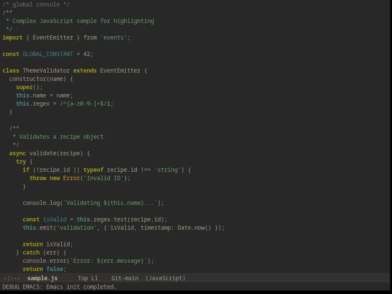 Solarized Gruvbox Dark in javascript-mode