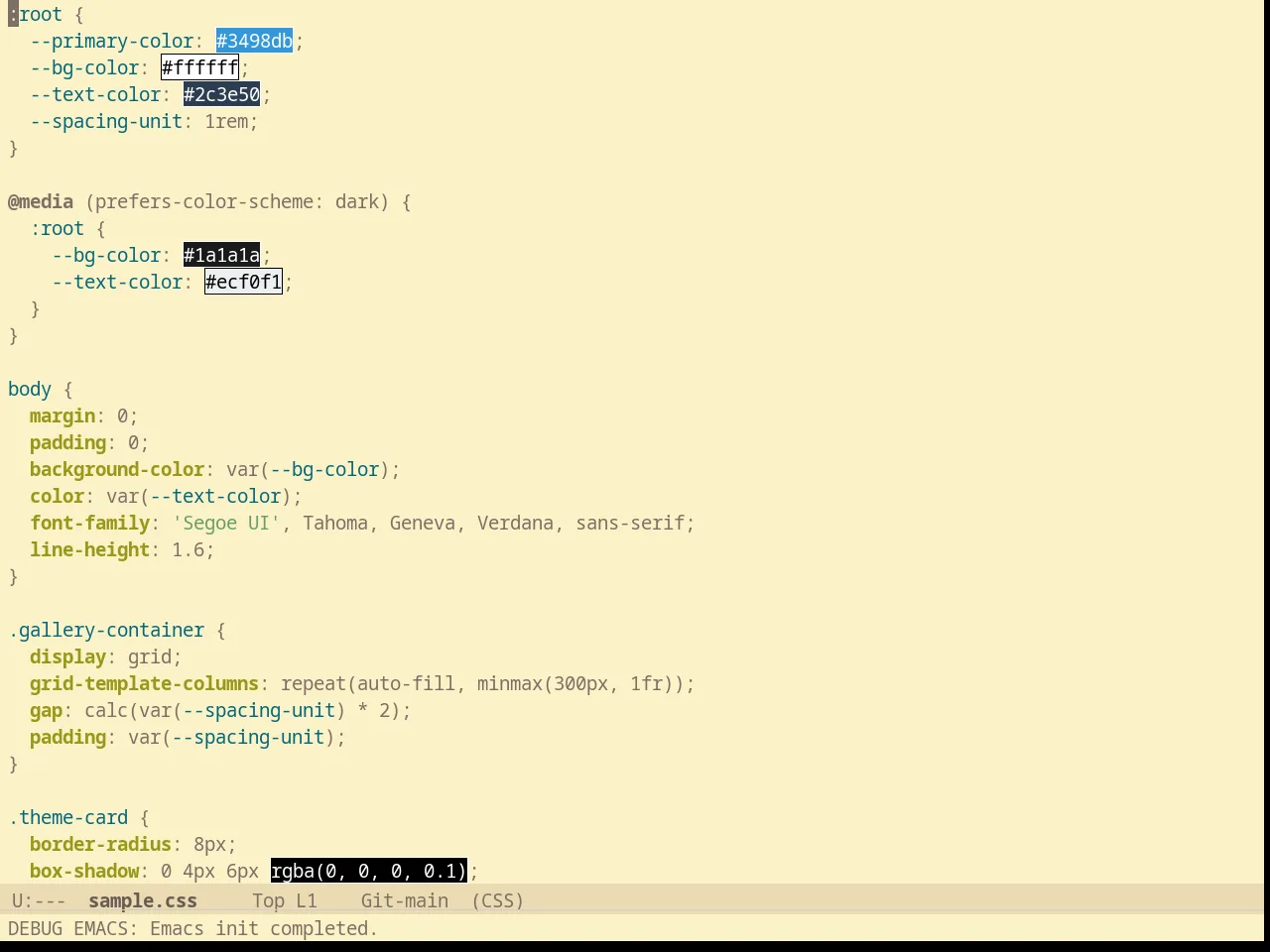 Solarized Gruvbox Light in css-mode