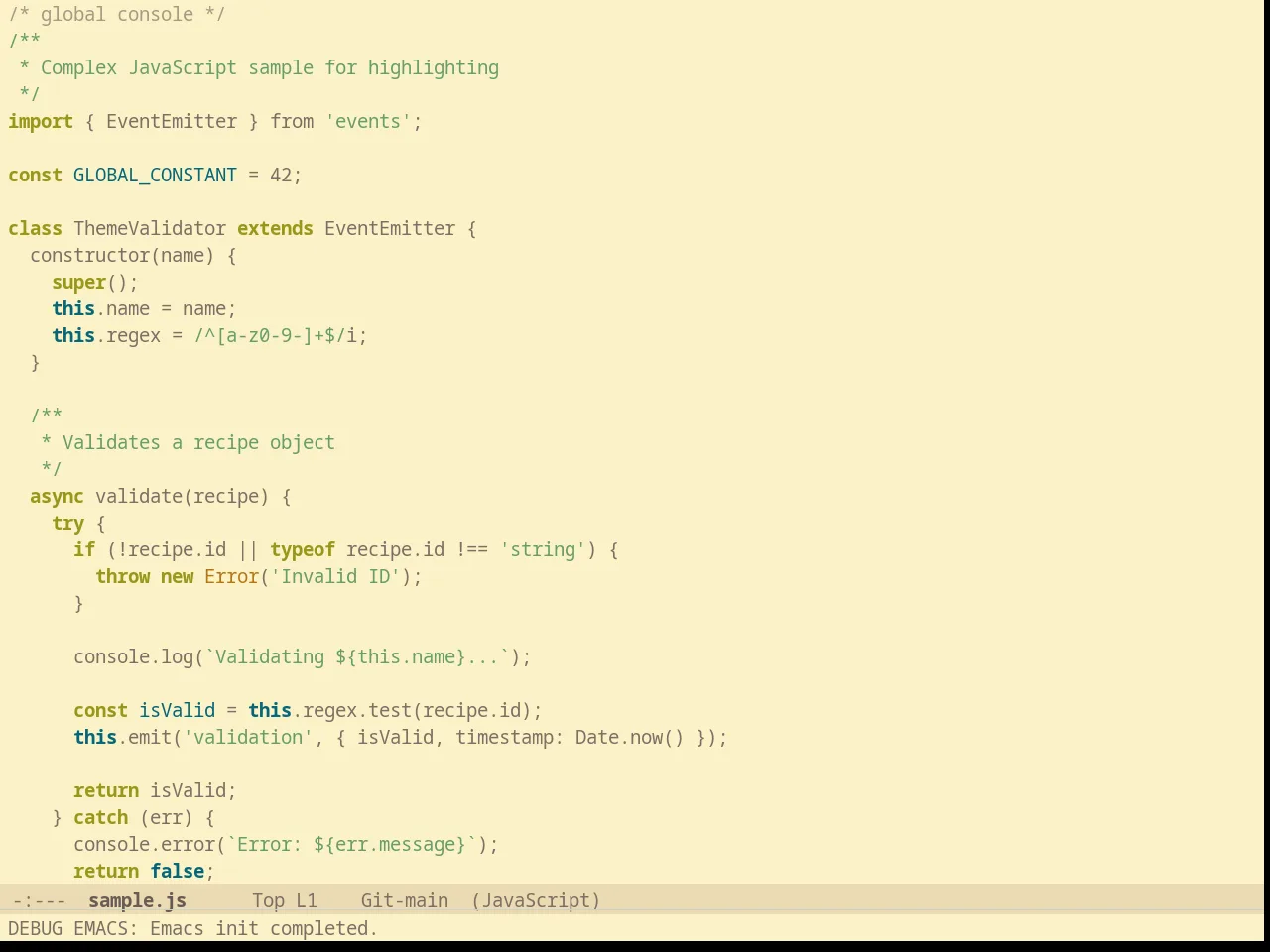Solarized Gruvbox Light in javascript-mode