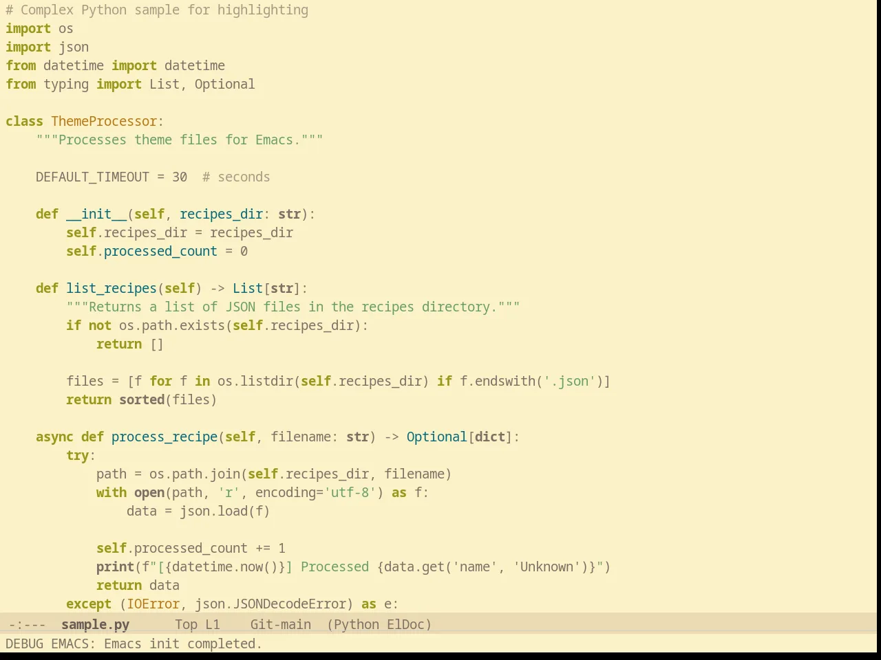 Solarized Gruvbox Light in python-mode