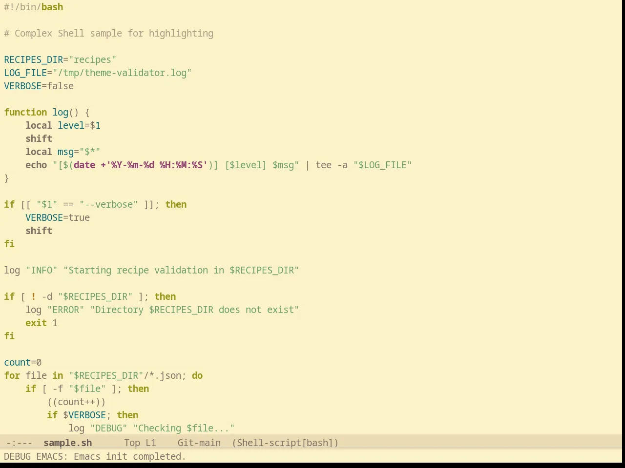 Solarized Gruvbox Light in sh-mode