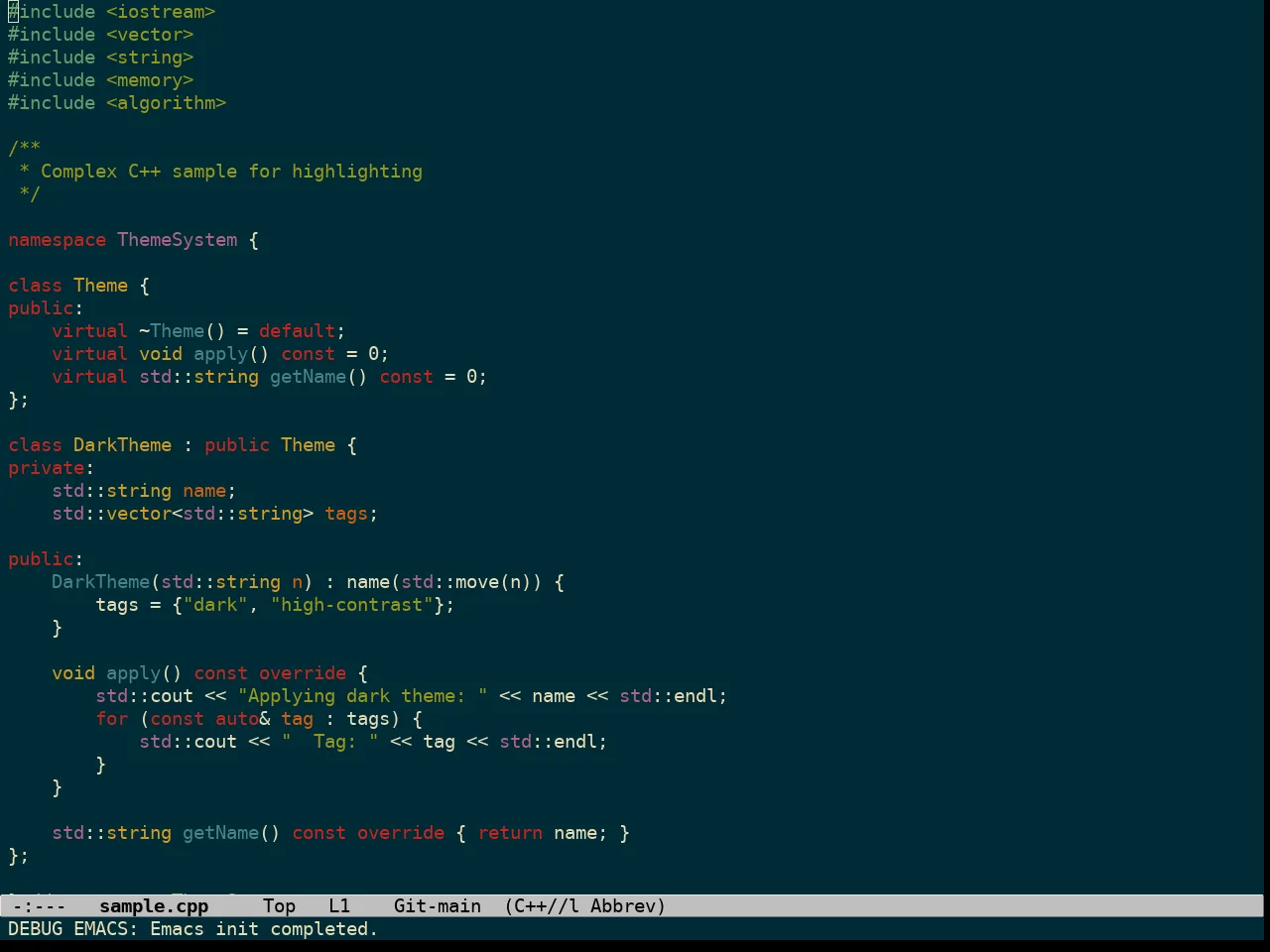 Solarized Gruvbox Theme in c++-mode