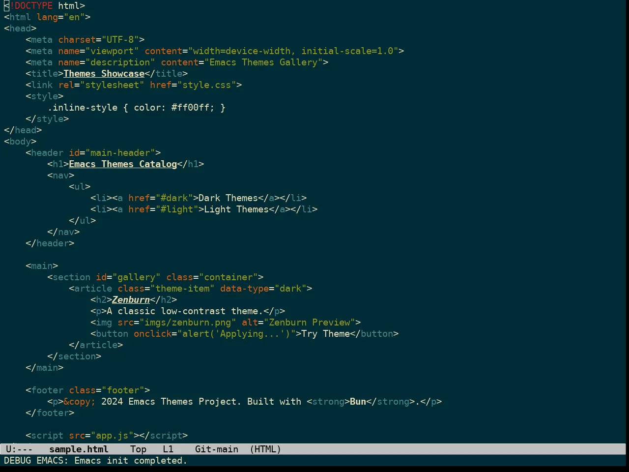 Solarized Gruvbox Theme in html-mode