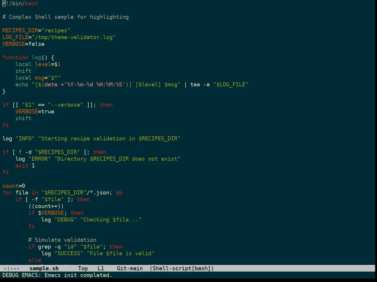 Solarized Gruvbox Theme in sh-mode