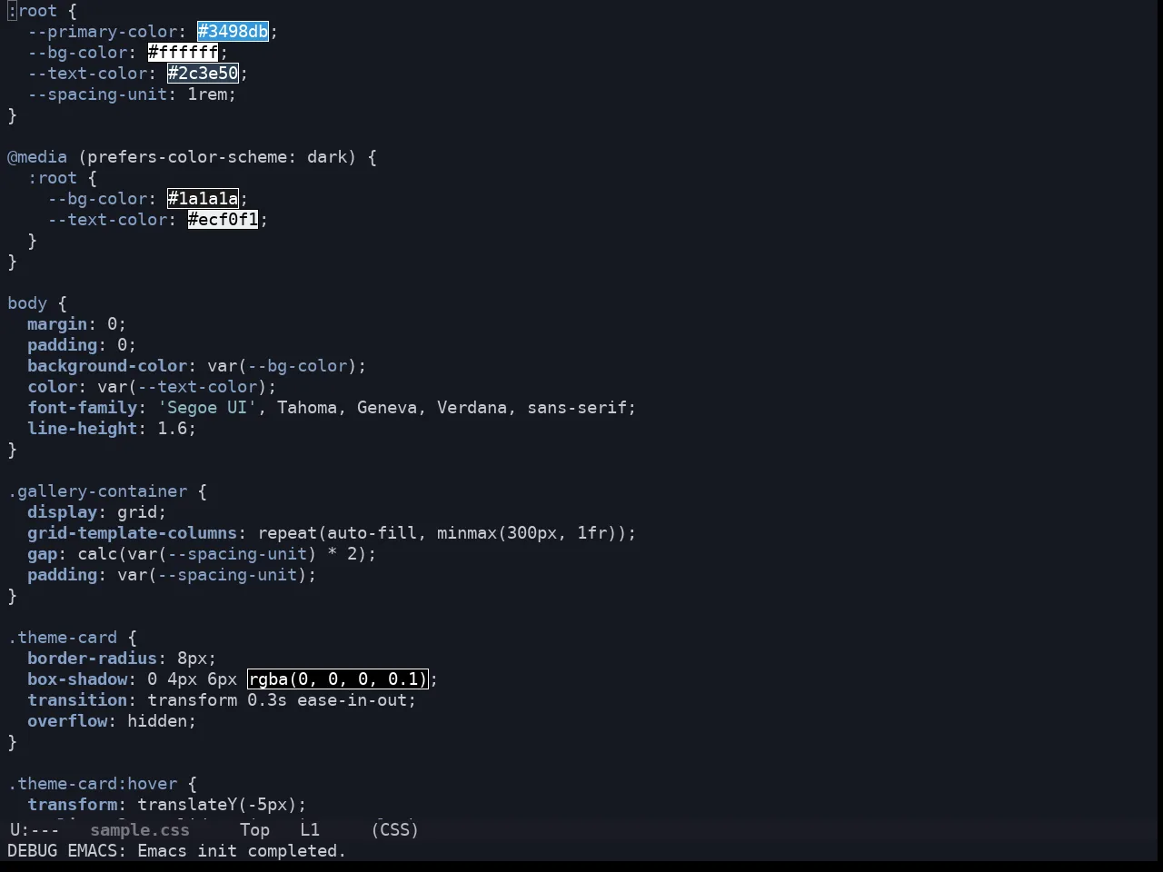 Solarized Iceberg Dark Theme in css-mode