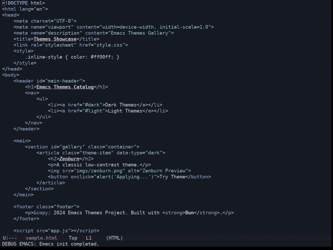 Solarized Iceberg Dark Theme in html-mode