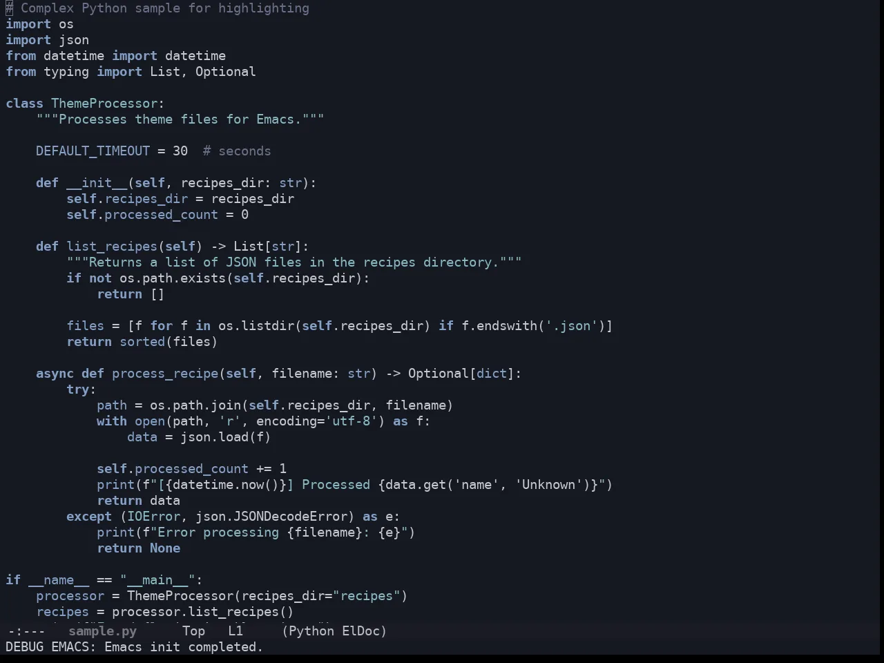 Solarized Iceberg Dark Theme in python-mode