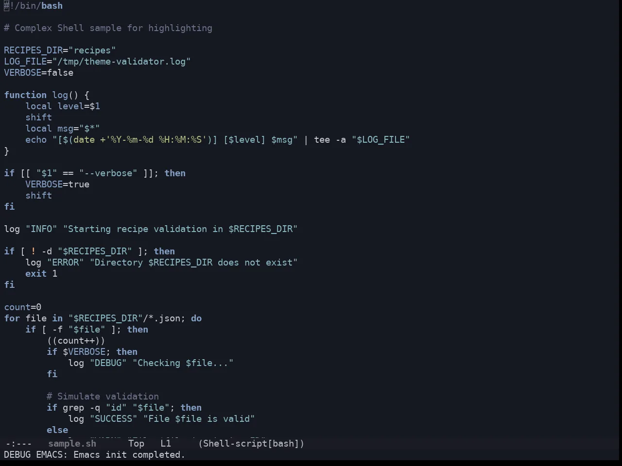 Solarized Iceberg Dark Theme in sh-mode