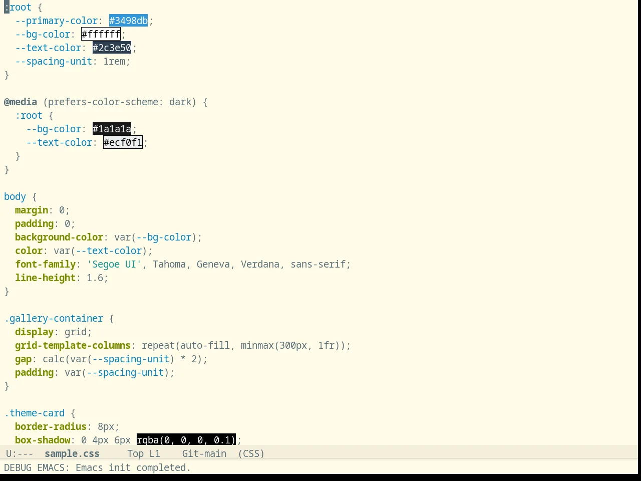 Solarized Light High Contrast in css-mode