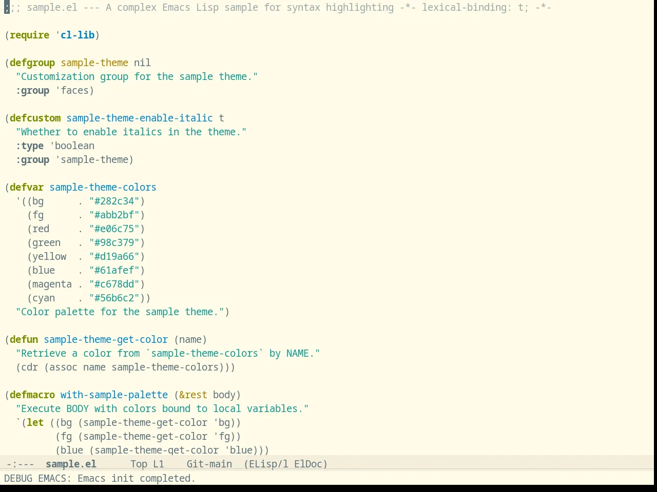 Solarized Light High Contrast in emacs-lisp-mode