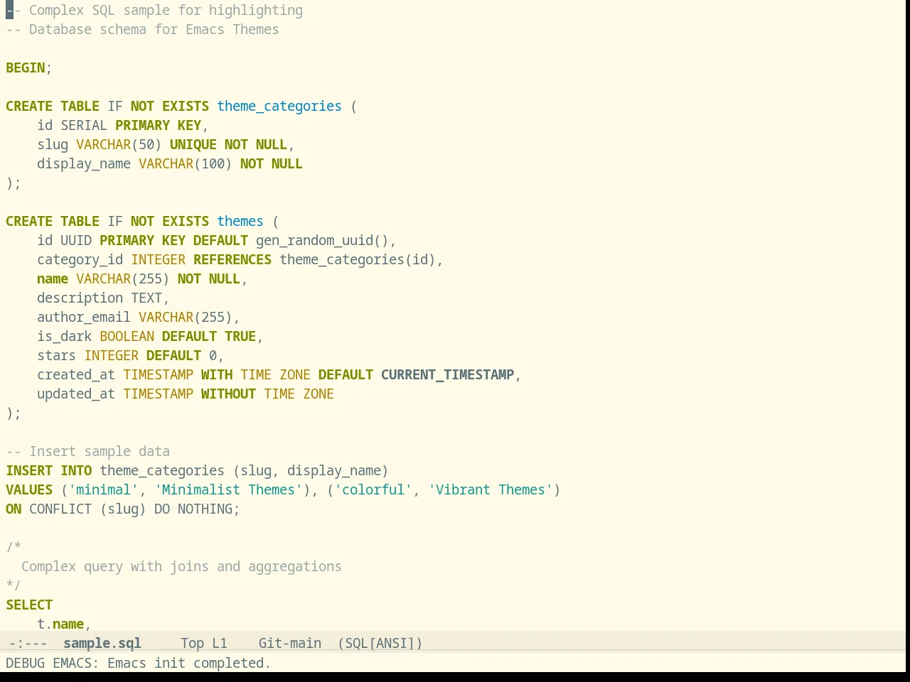 Solarized Light High Contrast in sql-mode