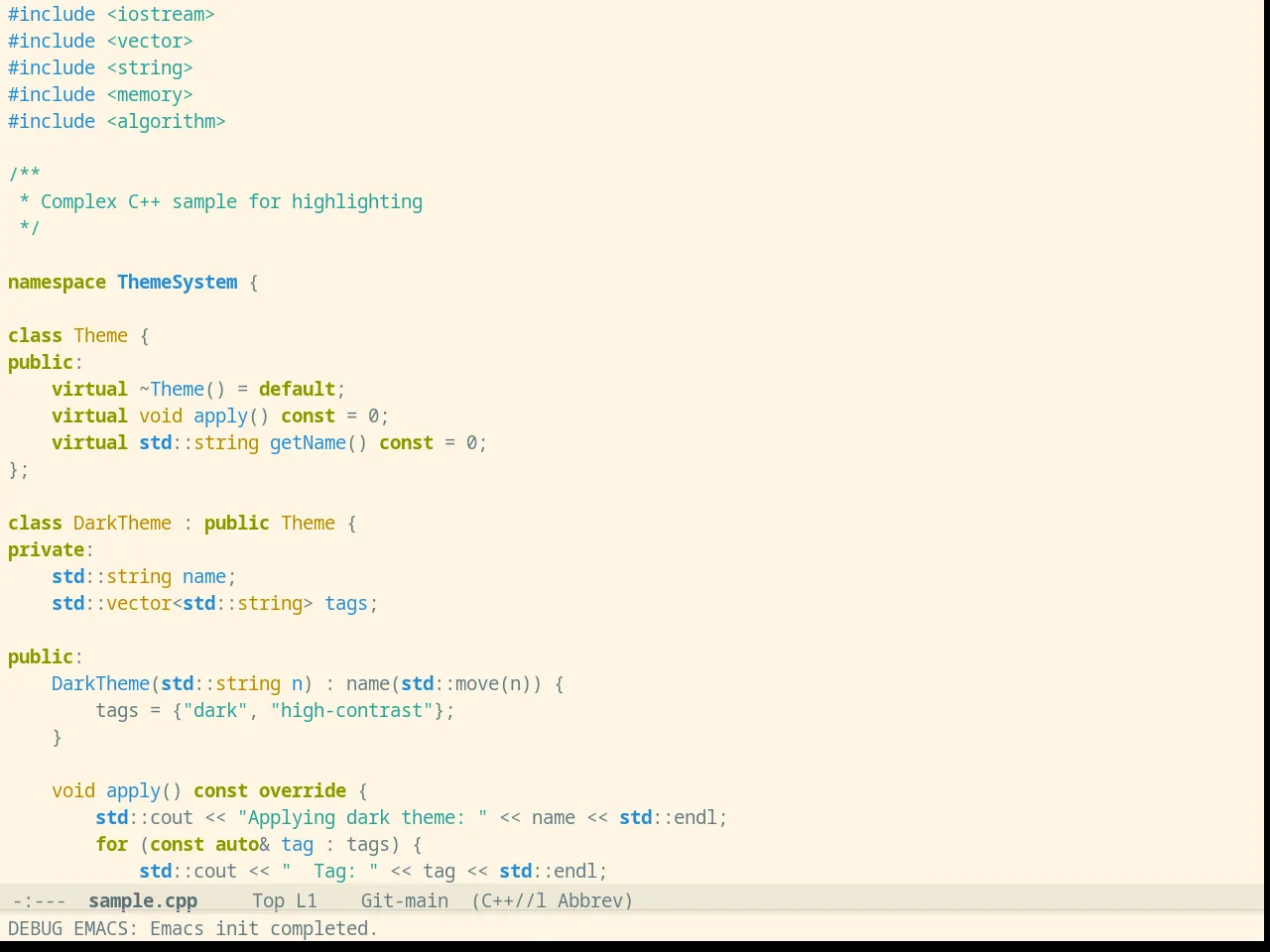 Solarized Light in c++-mode