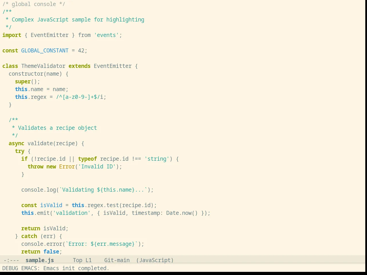 Solarized Light in javascript-mode