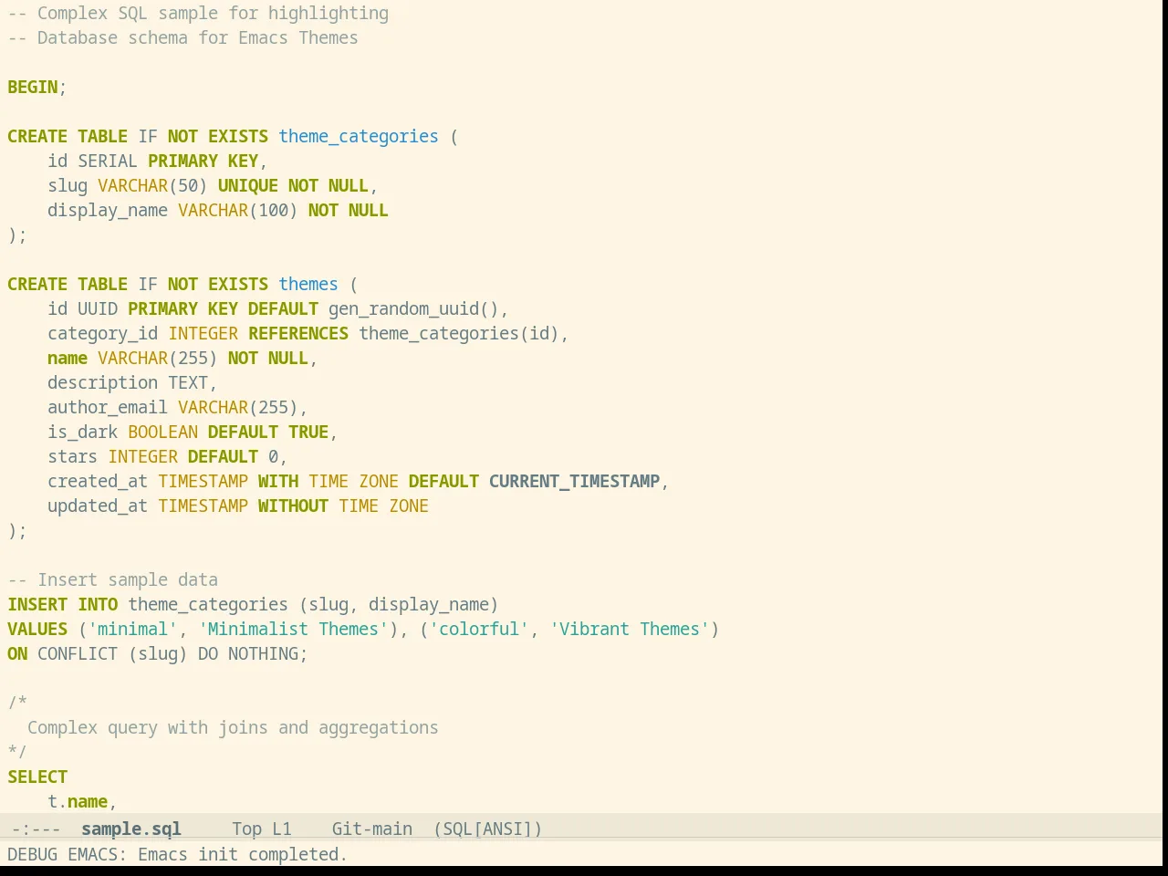 Solarized Light in sql-mode