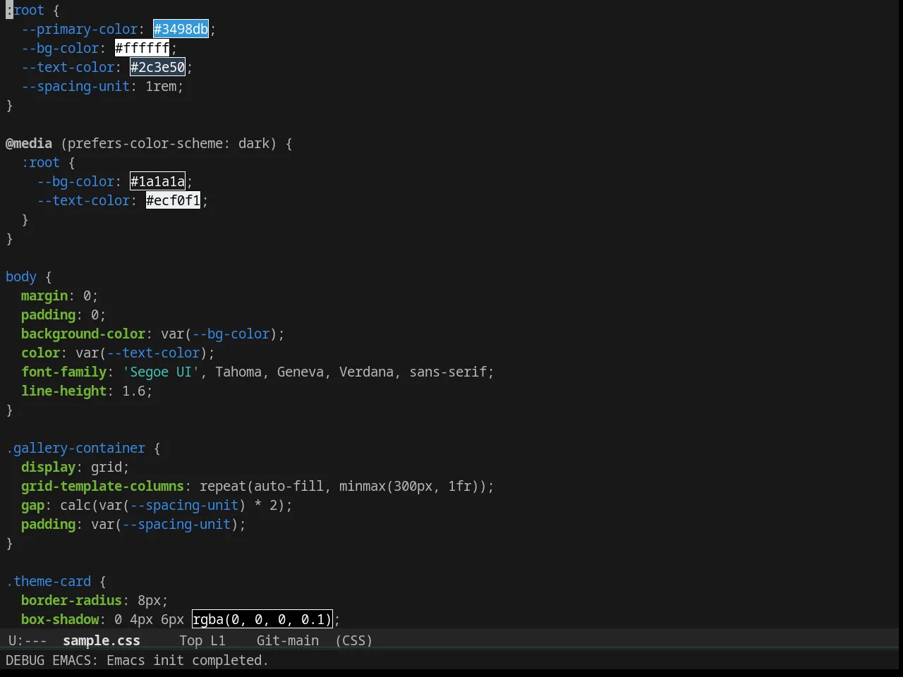 Solarized Selenized Black in css-mode