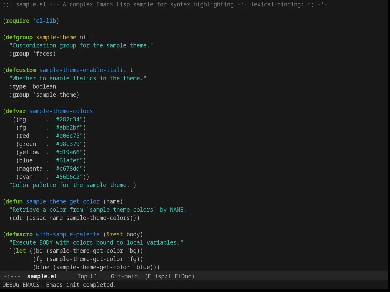 Solarized Selenized Black in emacs-lisp-mode