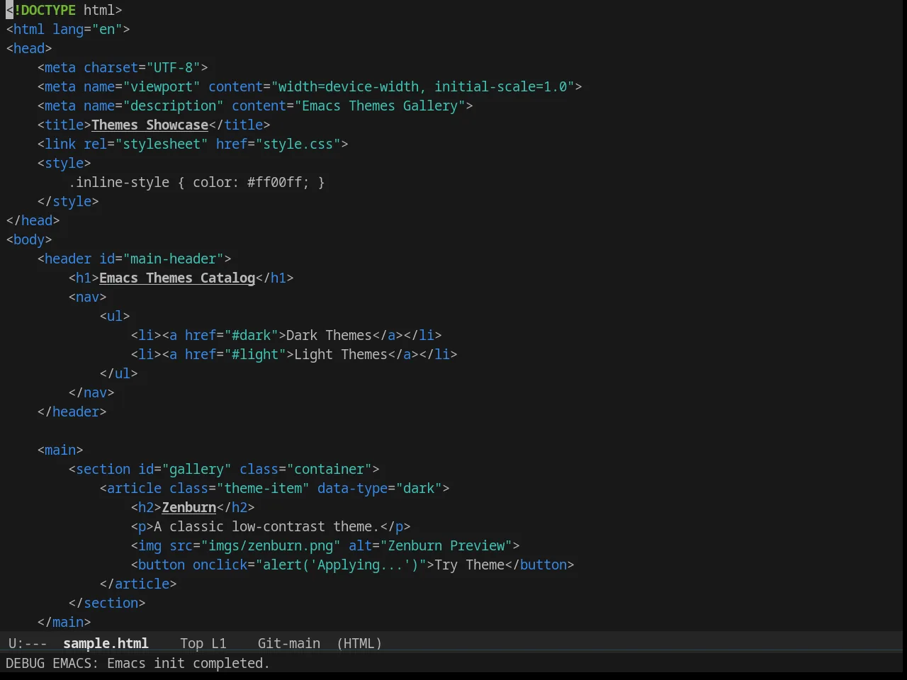 Solarized Selenized Black in html-mode