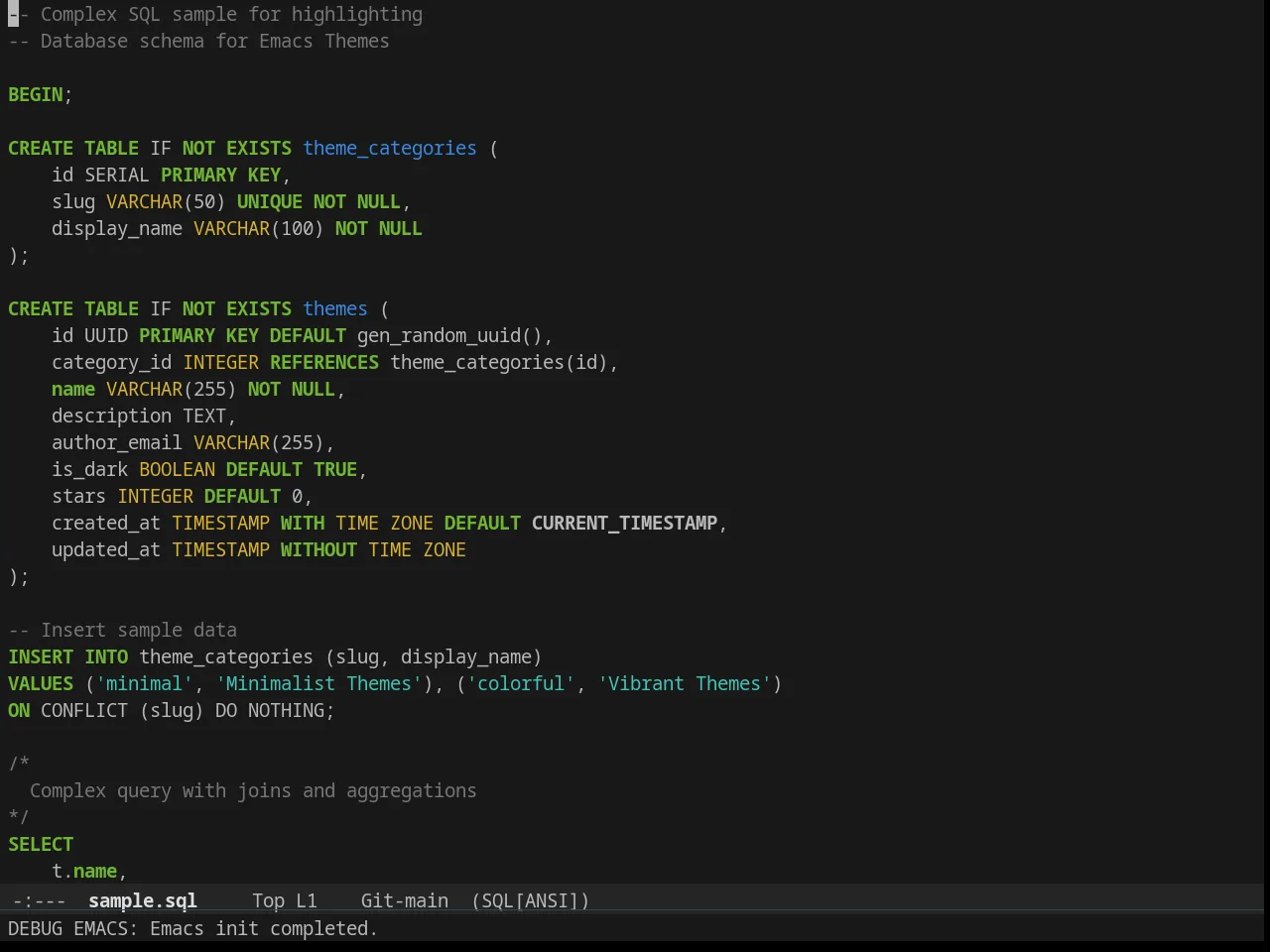 Solarized Selenized Black in sql-mode