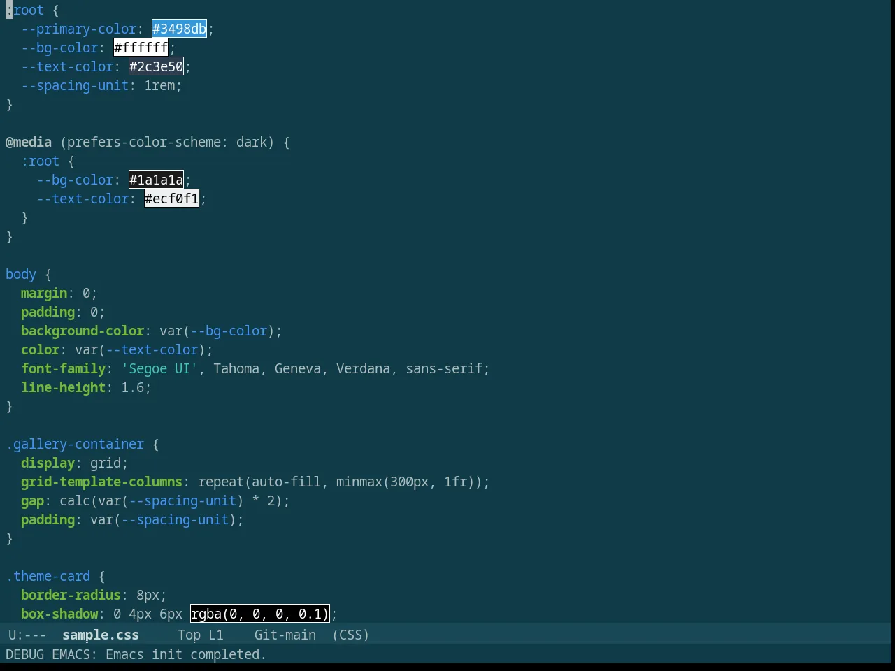 Solarized Selenized Dark in css-mode