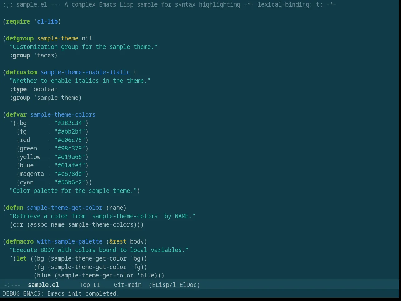 Solarized Selenized Dark in emacs-lisp-mode