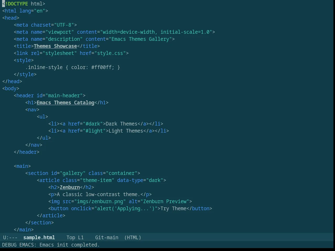 Solarized Selenized Dark in html-mode