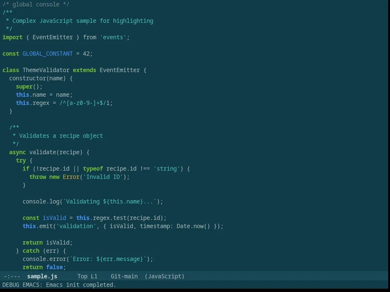 Solarized Selenized Dark in javascript-mode