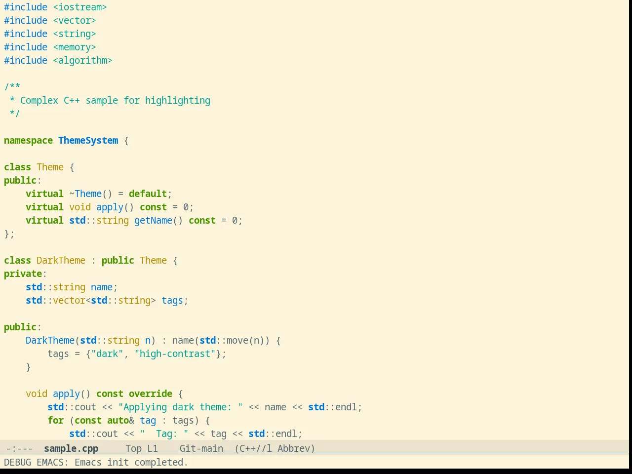 Solarized Selenized Light in c++-mode