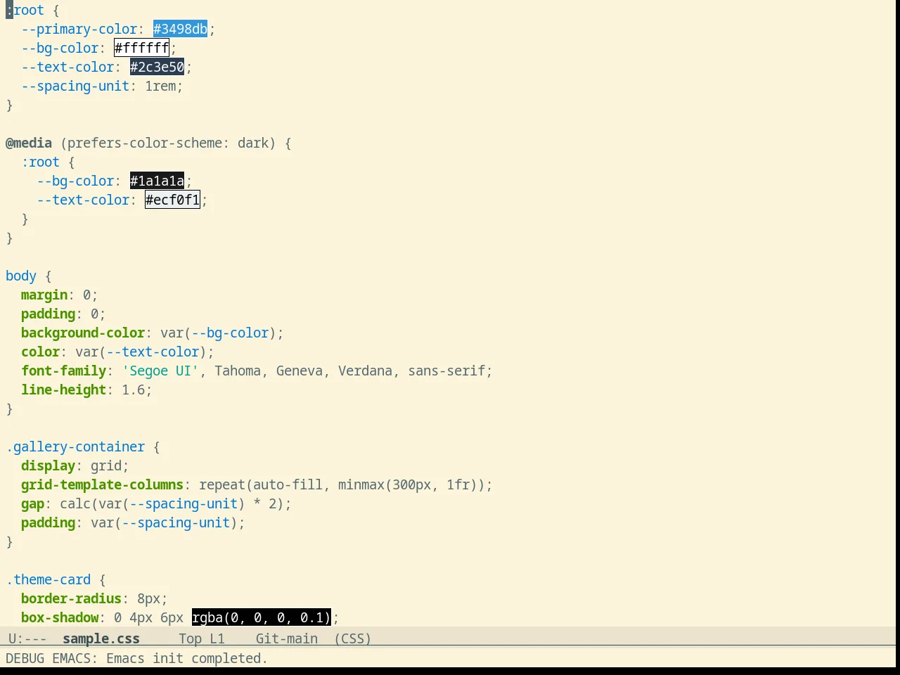 Solarized Selenized Light in css-mode