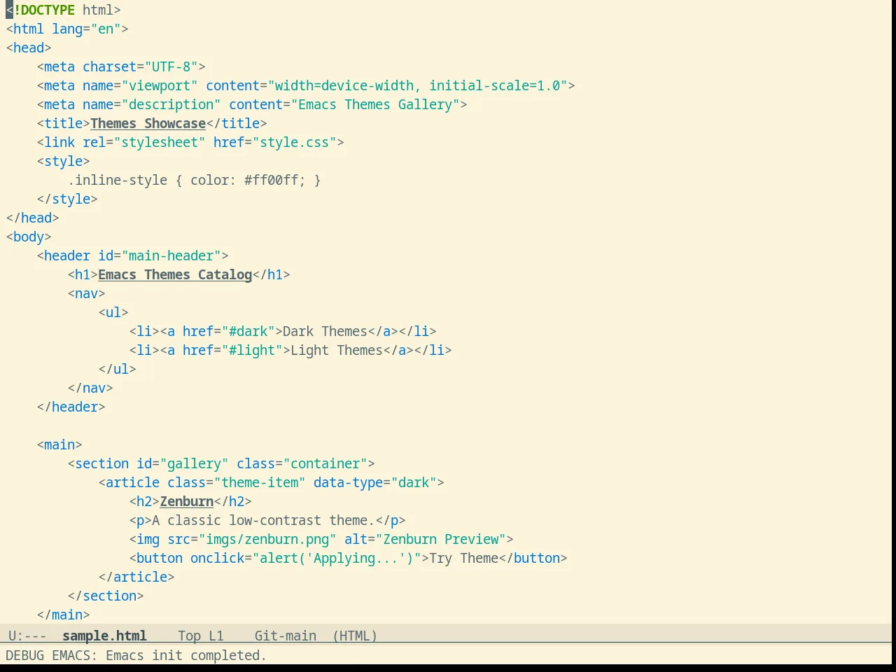 Solarized Selenized Light in html-mode