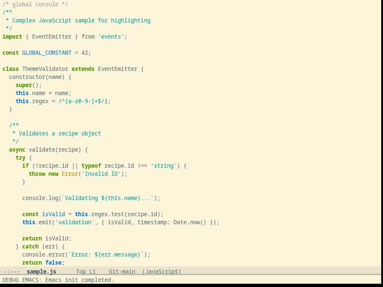 Solarized Selenized Light in javascript-mode