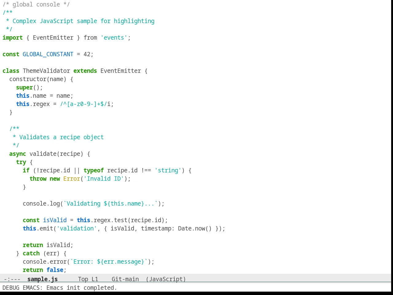 Solarized Selenized White in javascript-mode