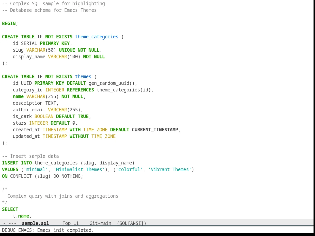 Solarized Selenized White in sql-mode
