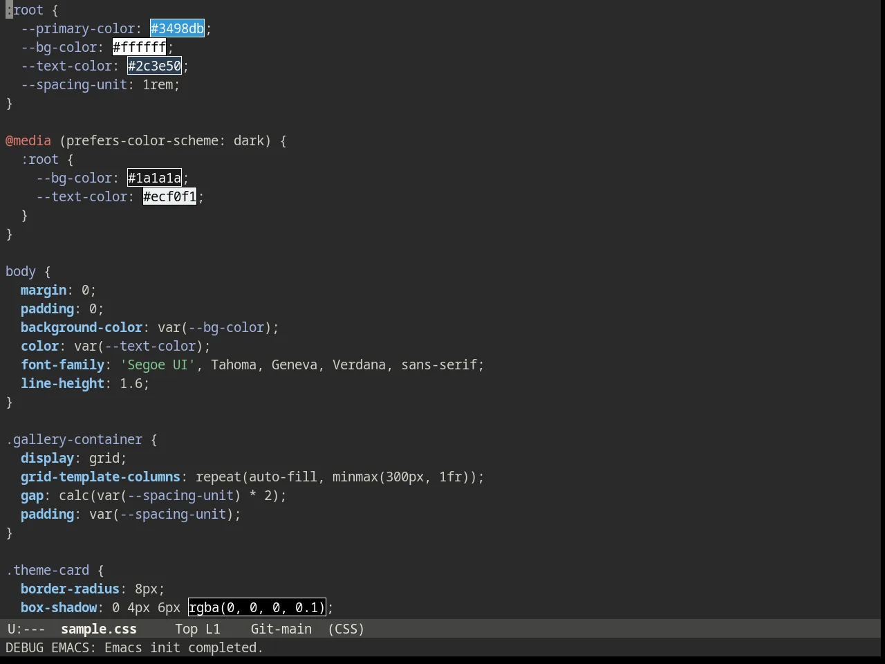 Solarized Wombat Dark in css-mode