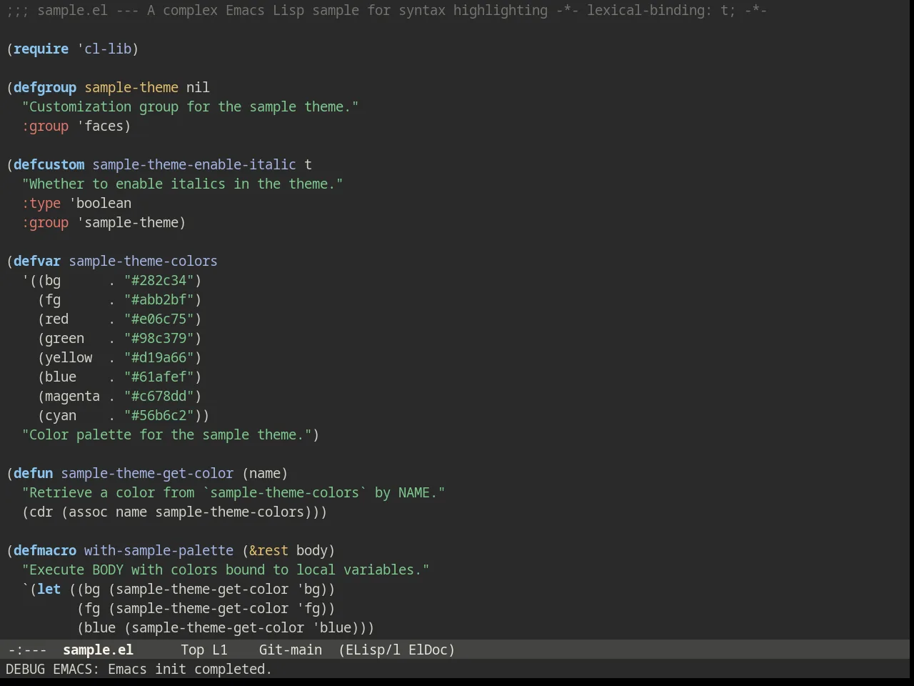 Solarized Wombat Dark in emacs-lisp-mode