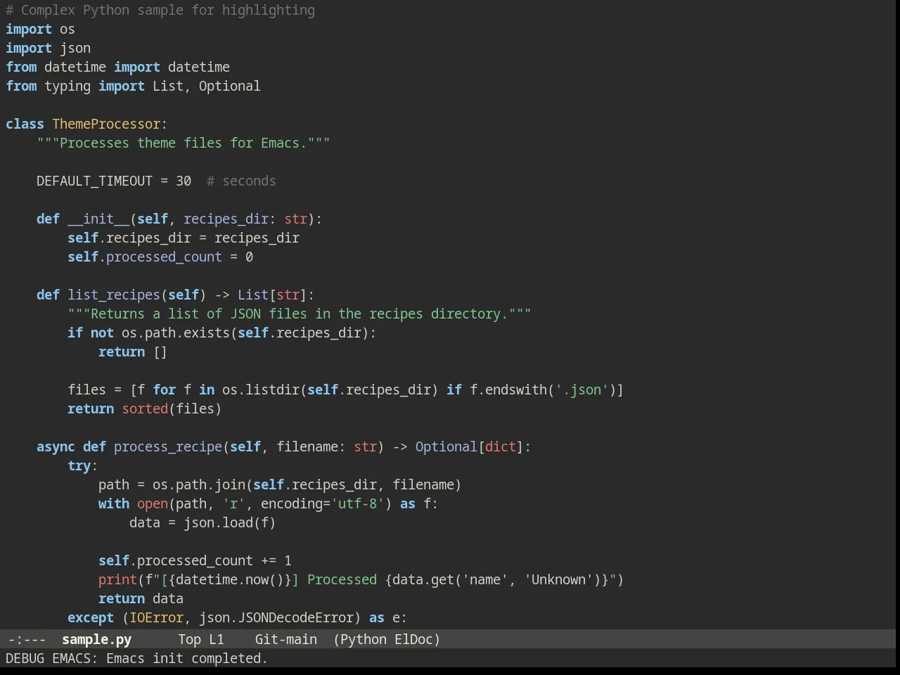 Solarized Wombat Dark in python-mode