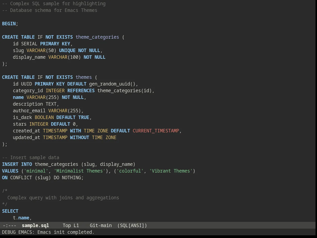 Solarized Wombat Dark in sql-mode