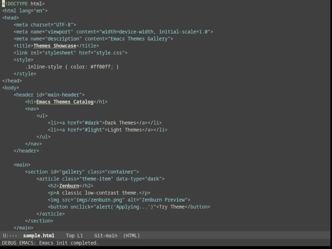 Solarized Zenburn in html-mode