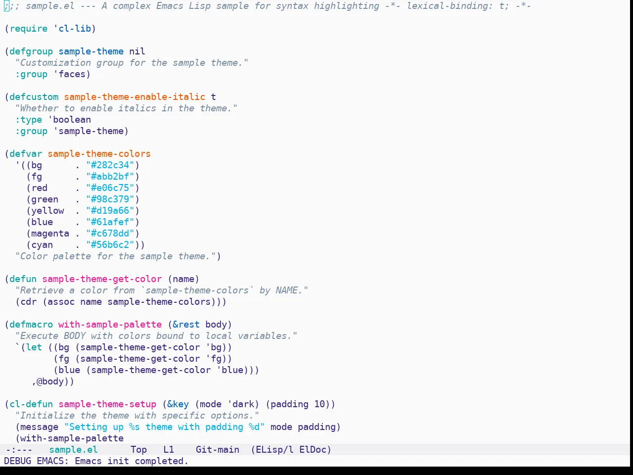 Solo Jazz Theme in emacs-lisp-mode