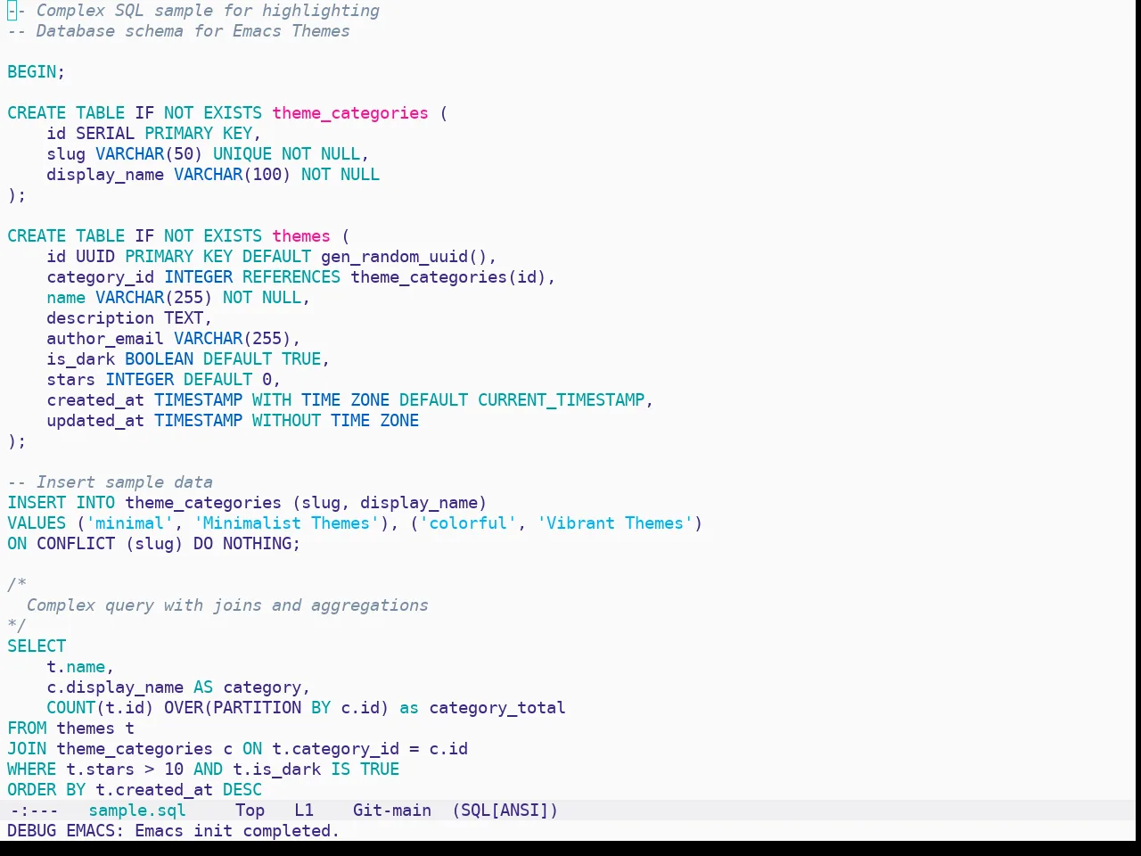 Solo Jazz Theme in sql-mode