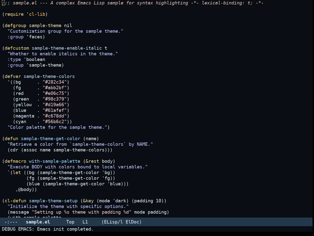 Somnus Theme in emacs-lisp-mode